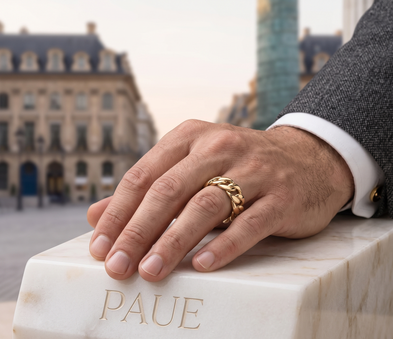 Anillo Cuban Prime En Oro Laminado Para Hombre