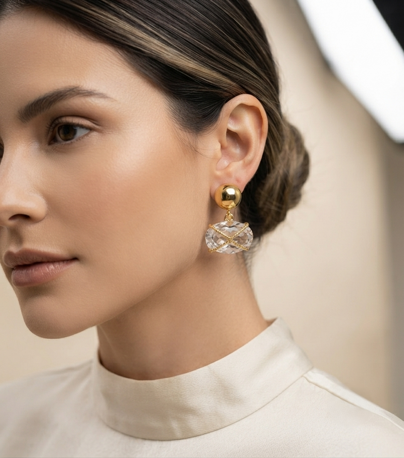 Aretes Clarity Chapadas En Oro