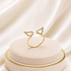 Anillo Marella Alas Con Zircones Oro 18k
