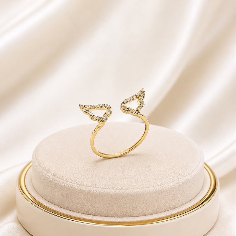 Anillo Marella Alas Con Zircones Oro 18k