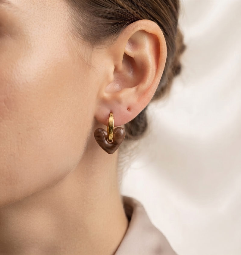 Aretes Aro De Corazon Chapadas En Oro