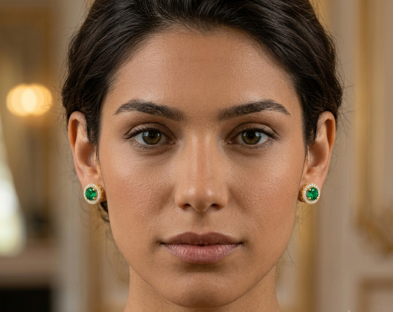 Aretes Brillo Siliente En Esmeralda