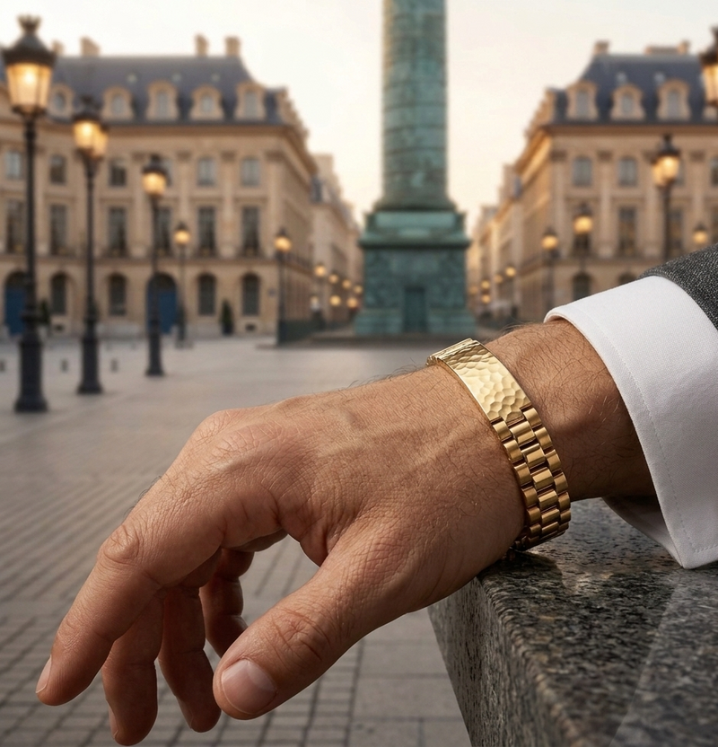 Pulsera Hammered En Oro Laminado