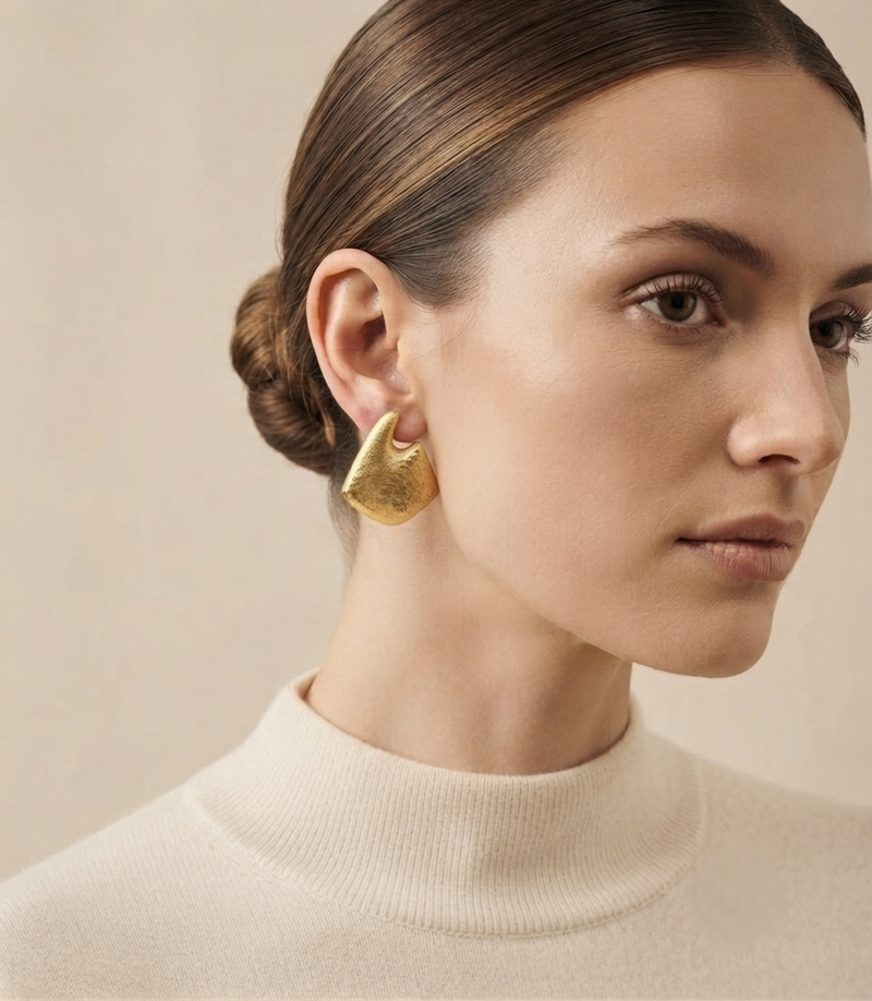 Aretes Luxu Chapadas En Oro