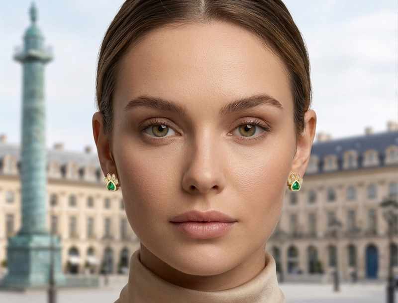 Aretes Huellitas En Esmeralda