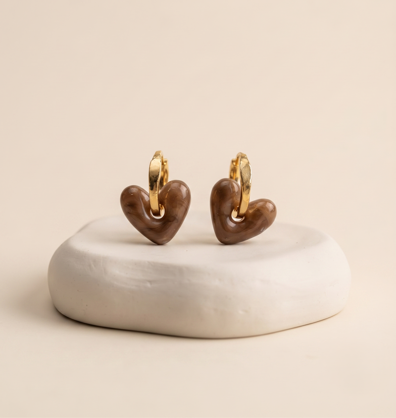 Aretes Aro De Corazon Chapadas En Oro