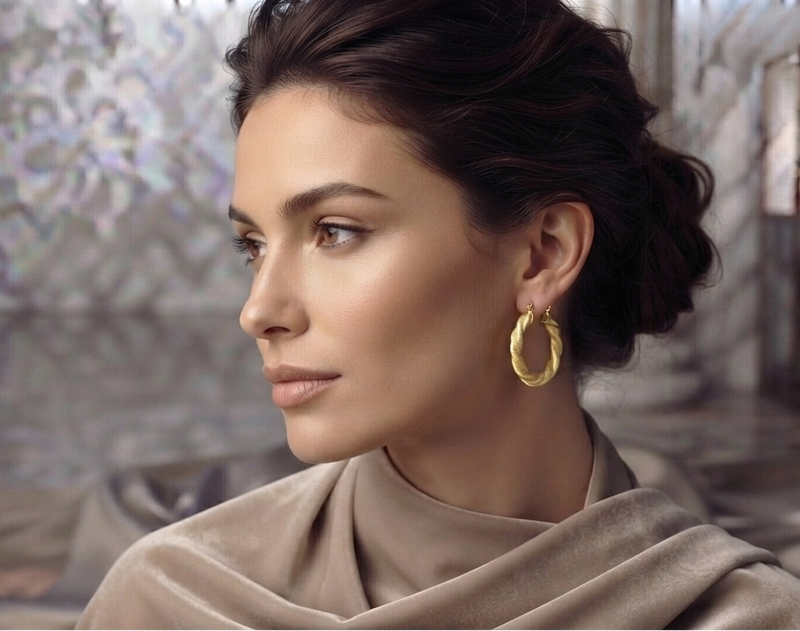 Aretes Luna Twist Chapadas En Oro
