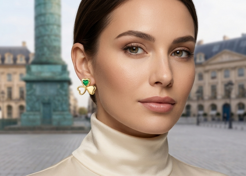 Aretes Trebol De La Suerte En Esmeralda