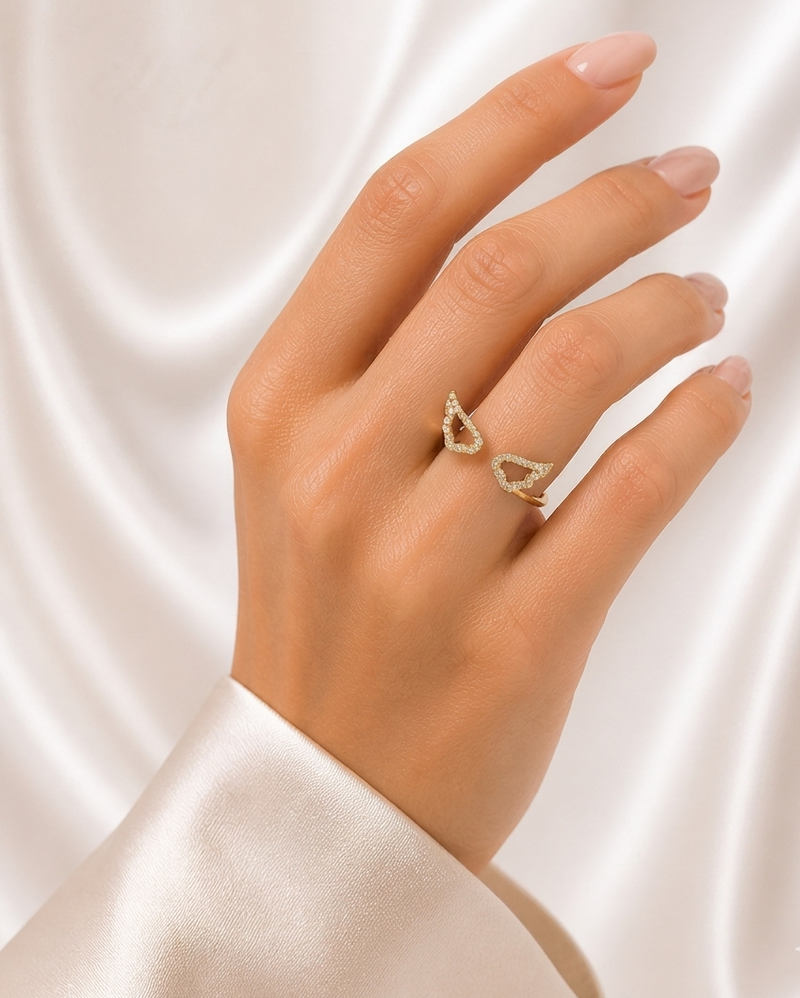 Anillo Marella Alas Con Zircones Oro 18k