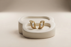 Aretes Leaf De Mujer Chapadas En Oro