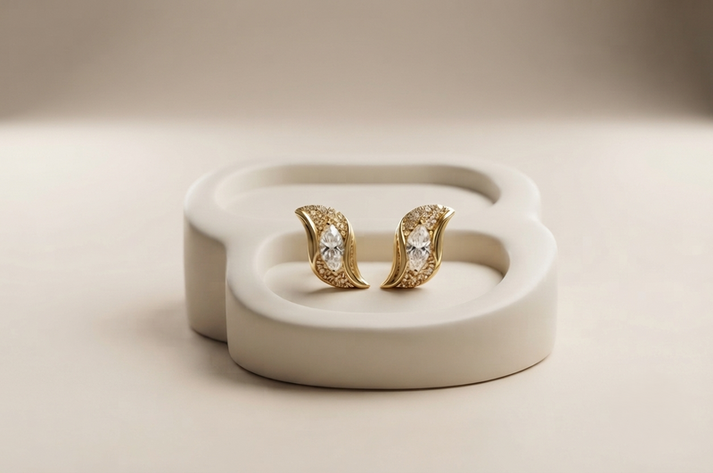Aretes Leaf De Mujer Chapadas En Oro