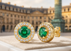 Aretes Brillo Siliente En Esmeralda