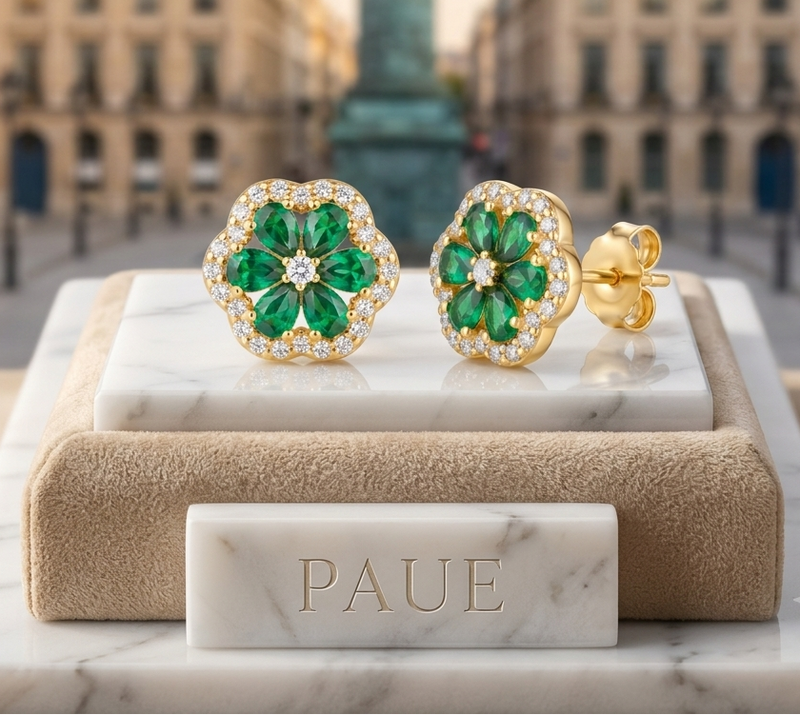 Aretes Flouré  En Esmeralda