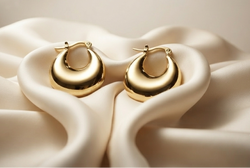 Aretes Luna Chapadas En Oro
