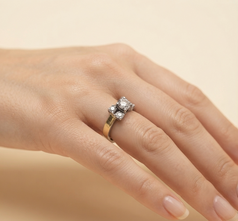 Anillo Marfil Estelar Oro Plata