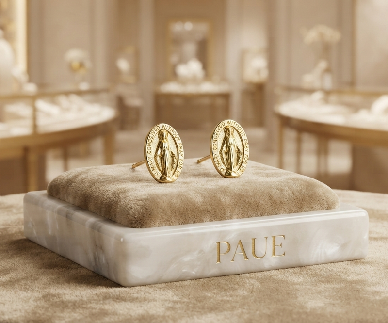 Arete  Medalla De Luz Baño De Oro