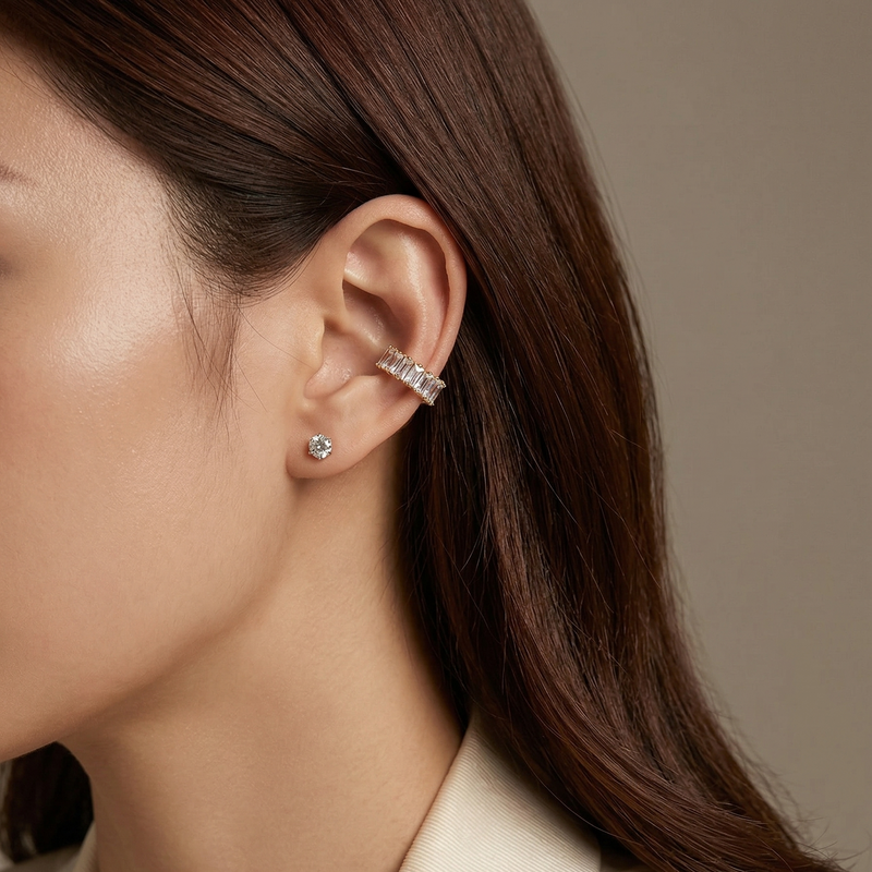 Earcuff Con Zircones Lumière Oro 18k
