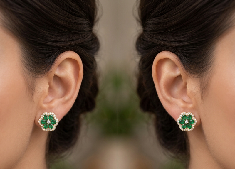 Aretes Flouré  En Esmeralda
