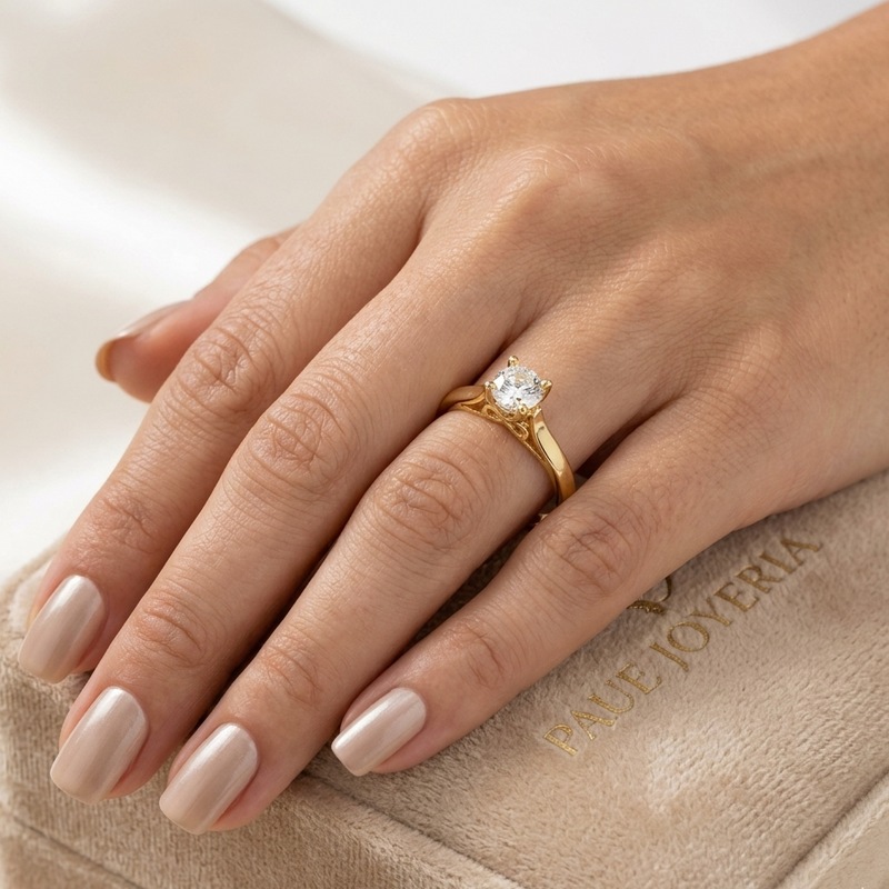 Anillo Zafira De Compromiso Con Diamante 18k