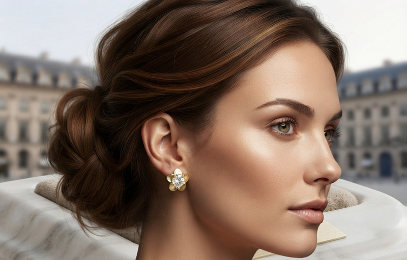 Aretes Rosace En Oro Plata