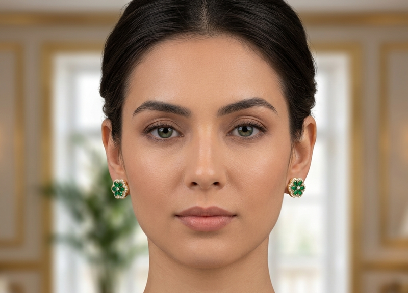 Aretes Flouré  En Esmeralda