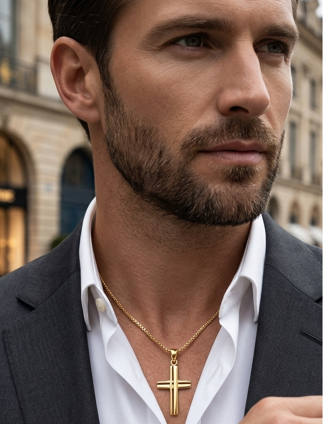 Dije Cruz Con Aperturas En Oro Laminado
