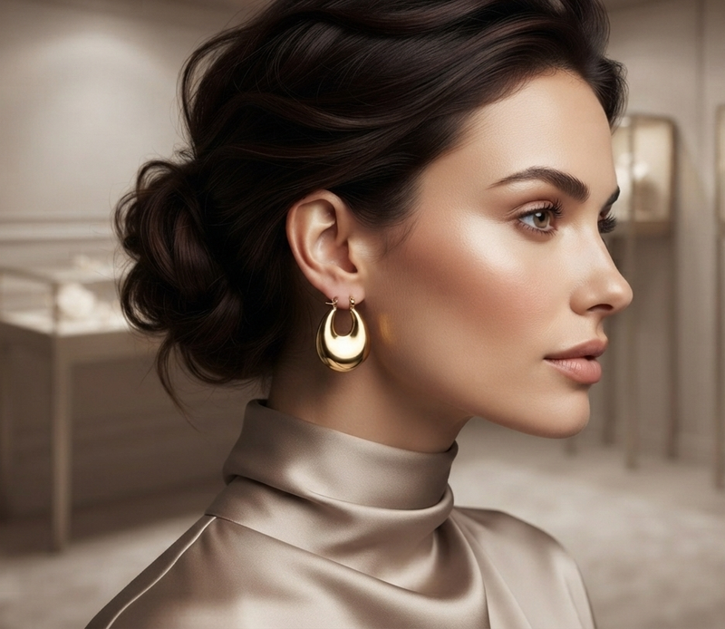 Aretes Luna Chapadas En Oro