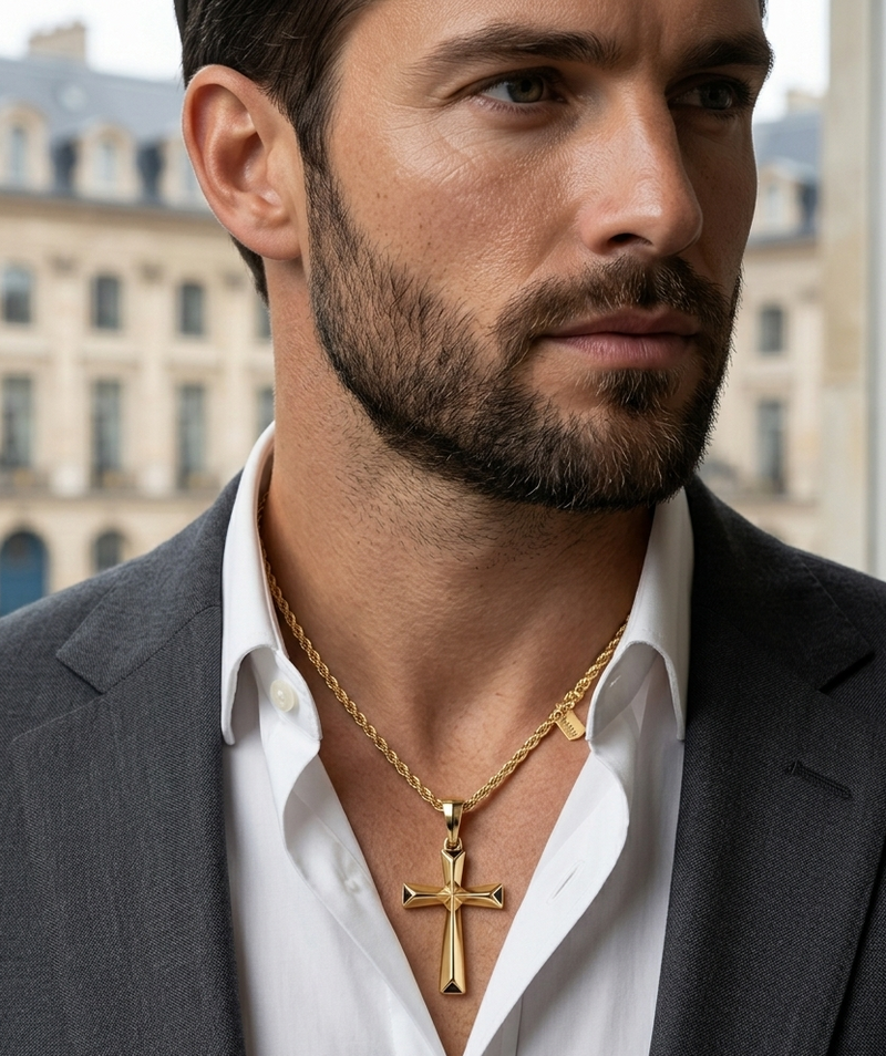 Dije Elite Cruz En Oro Laminado