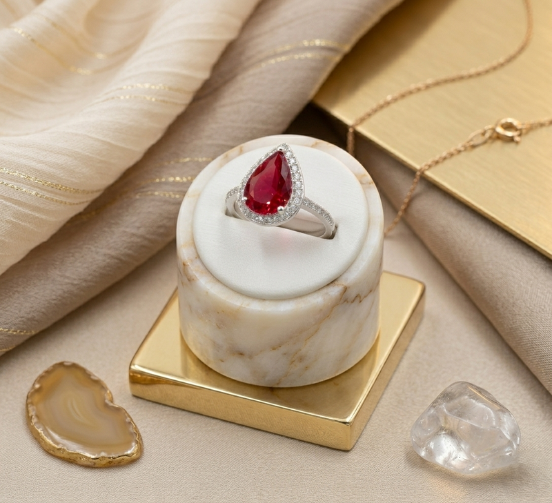 Anillo Zafiro Baño de Plata