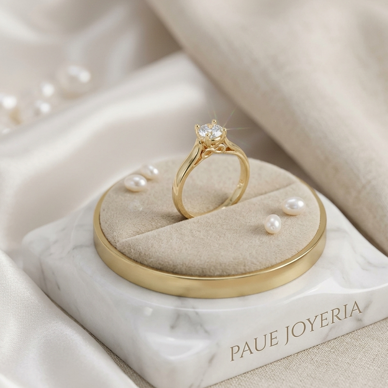 Anillo Zafira De Compromiso Con Diamante 18k
