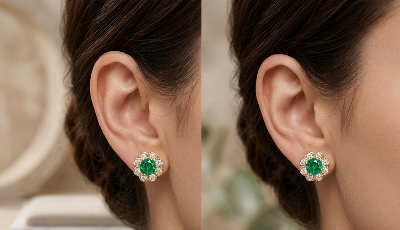 Aretes Pétalo En Esmeralda