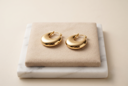 Aretes Luna Chapadas En Oro