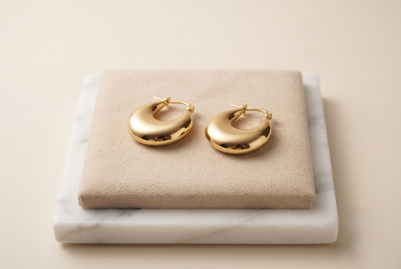 Aretes Luna Chapadas En Oro