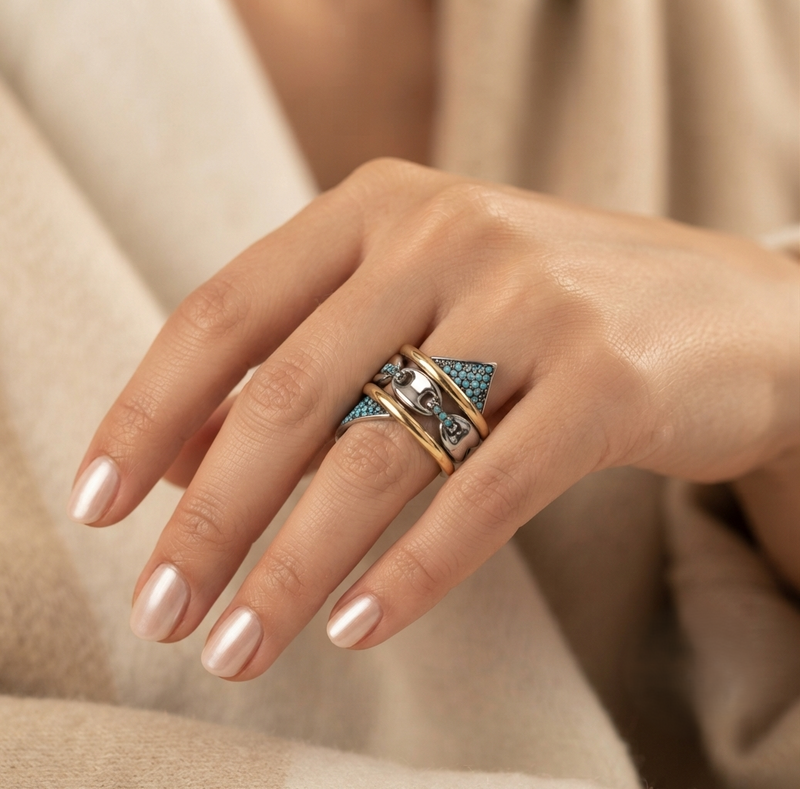 Anillo Plinto Oro Plata
