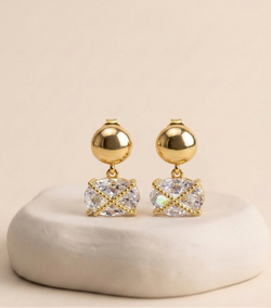 Aretes con zircon chapado oro 18k