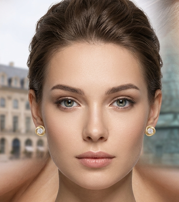 Aretes Flor En Oro Plata