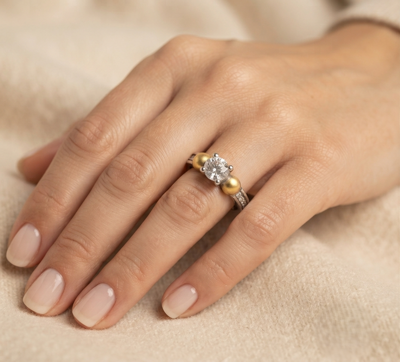 Anillo Esfera de luz Oro Plata