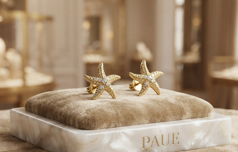 Arete Estrella De Mar Baño De Oro