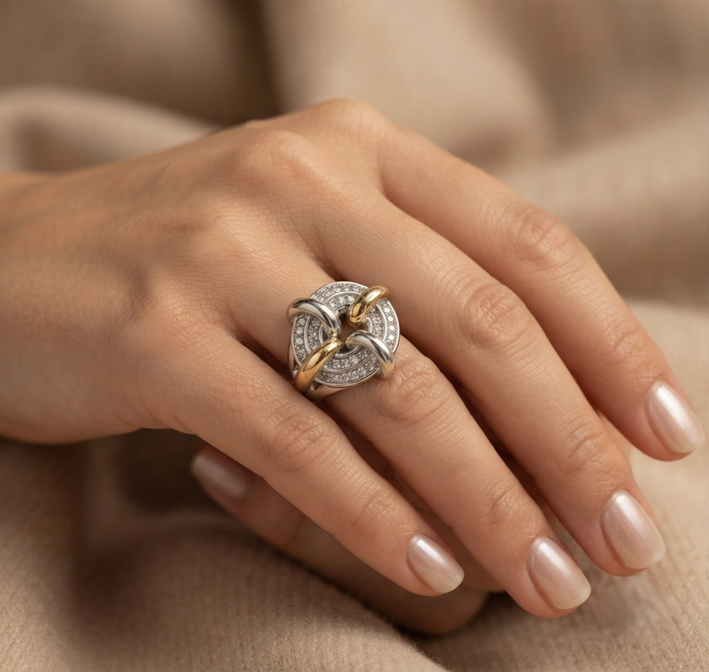 Anillo Eclipse Lunar Oro Plata