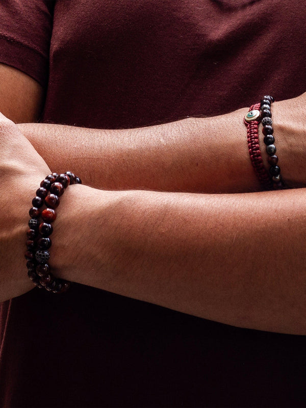 Brazalete Ojo de Tigre Rojo 8mm - Tayrona Accesorios