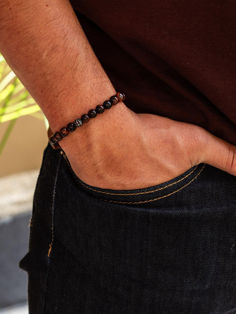 Brazalete Ojo de Tigre Rojo 6mm - Tayrona Accesorios