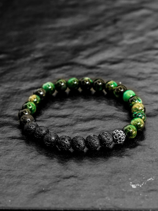 Brazalete Tigre Verde Volcán 6mm - Tayrona Accesorios