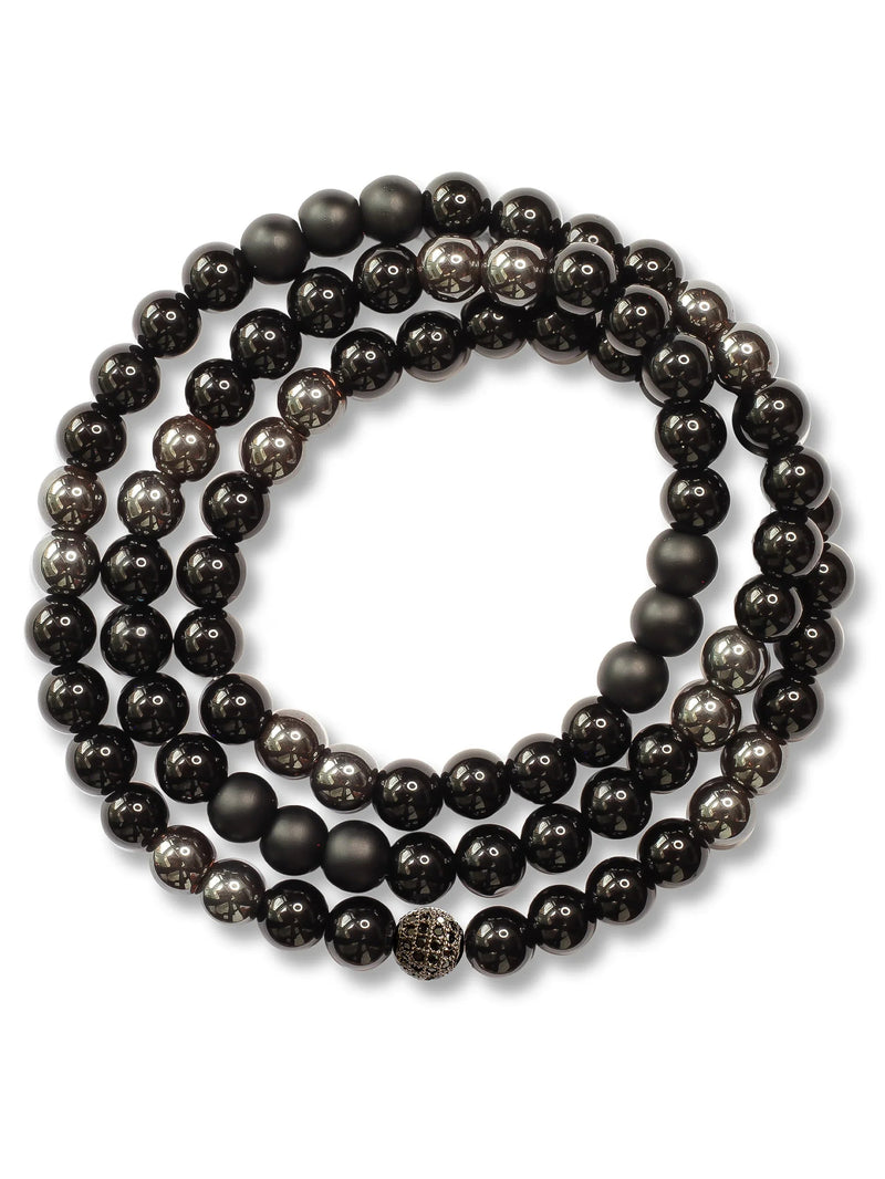 Brazalete Triple All Black 6mm - Tayrona Accesorios