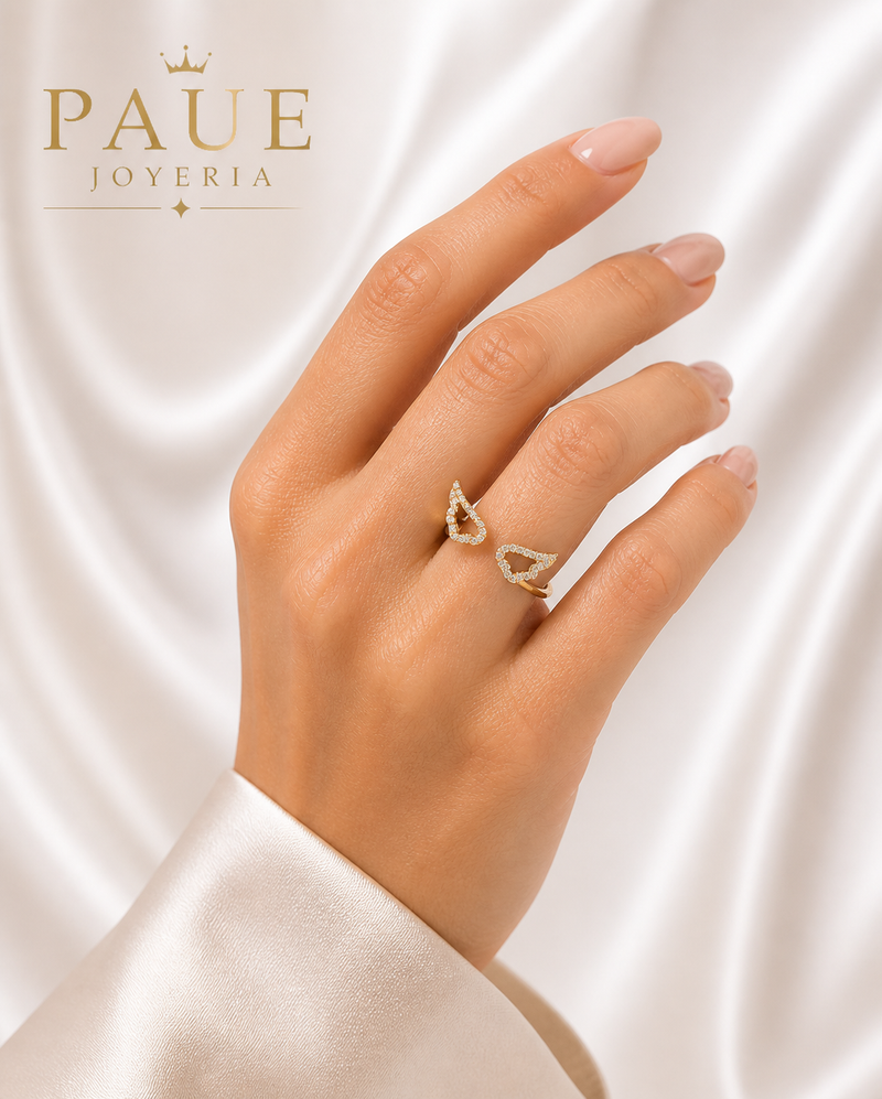 Anillo Marella Alas Con Zircones Oro 18k