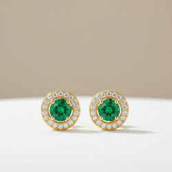 Aretes Brillo Siliente En Esmeralda