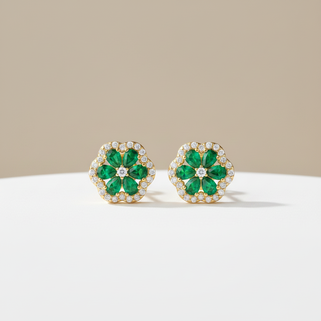 Aretes Flouré  En Esmeralda