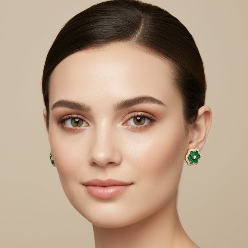 Aretes Flouré  En Esmeralda