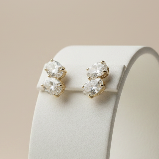 Aretes Geminis De Mujer Chapadas En Oro