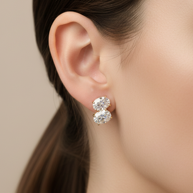 Aretes Geminis De Mujer Chapadas En Oro