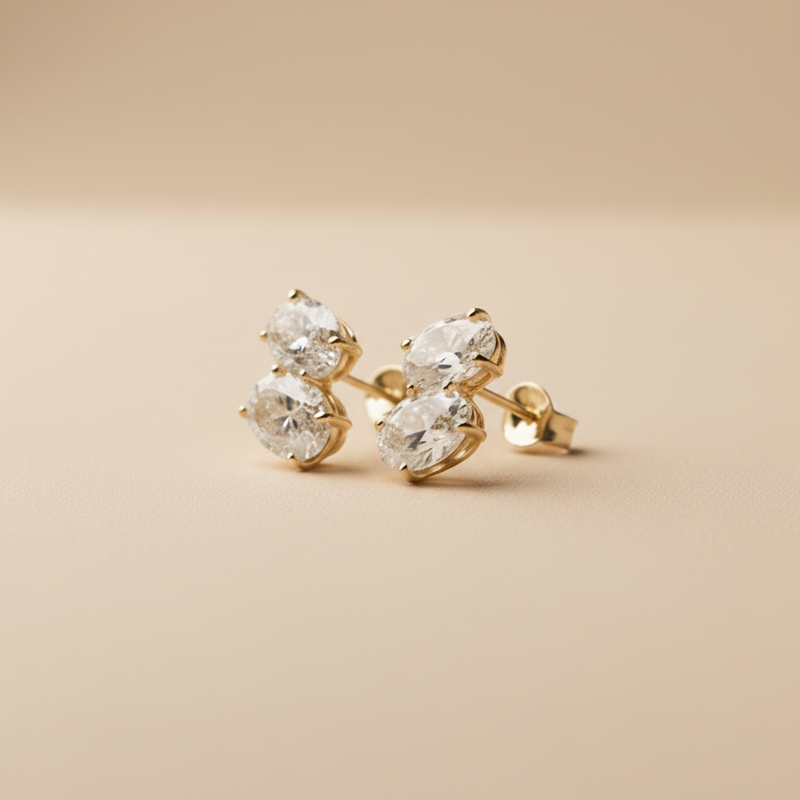 Aretes Geminis De Mujer Chapadas En Oro